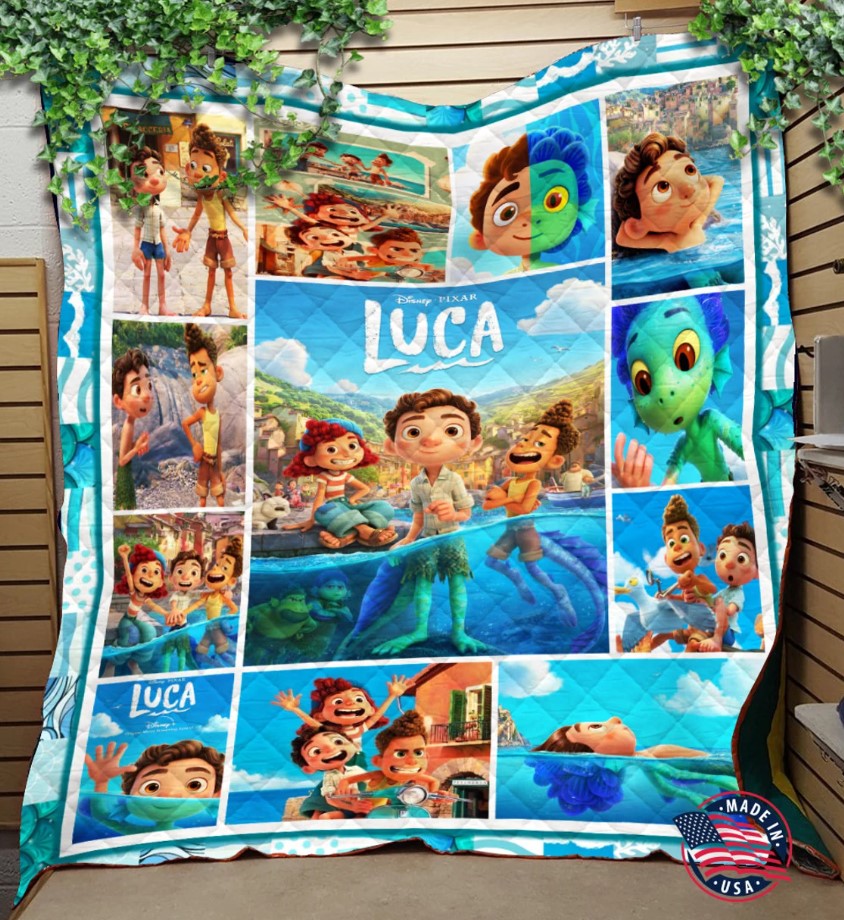 Personalized Disney Luca Quilt Blanket Disney Luca Blanket Luca Birthday Party Baby Name Blanket